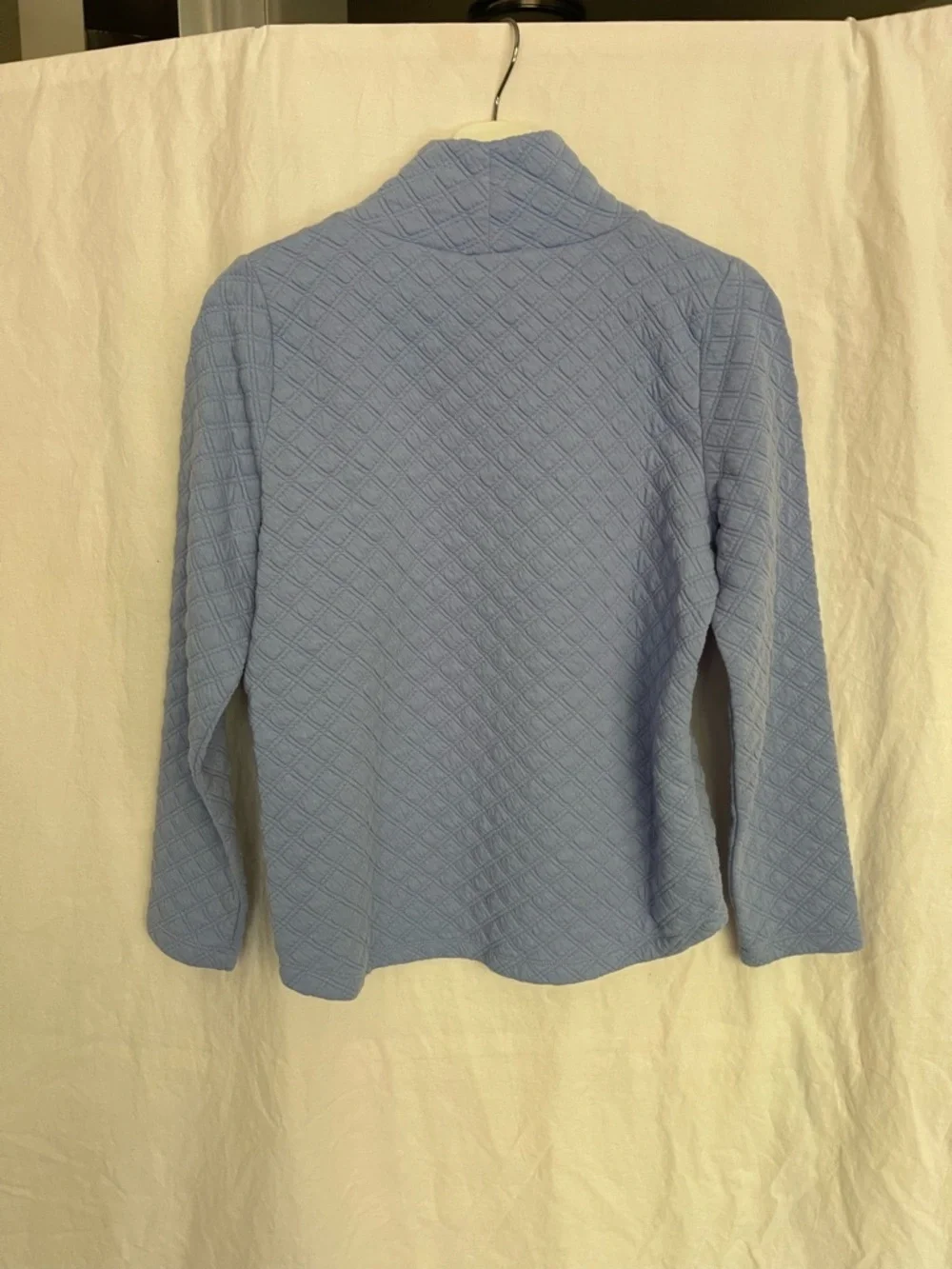 J. Crew Quilted Mockneck Pullover Periwinkle Diamond Knit Sweatshirt Size XS